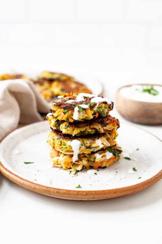 Kohlrabi Fritters with Herb Yogurt Sauce
